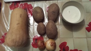 Ingrédients pour le velouté de butternut