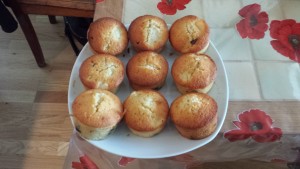 Muffins poires et pépites de chocolat terminés