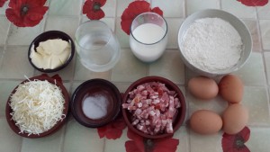 Ingrédients pour les gougères lardon fromage