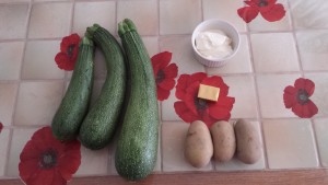 Ingrédients pour le velouté de courgettes