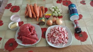 Ingrédients pour le boeuf carottes