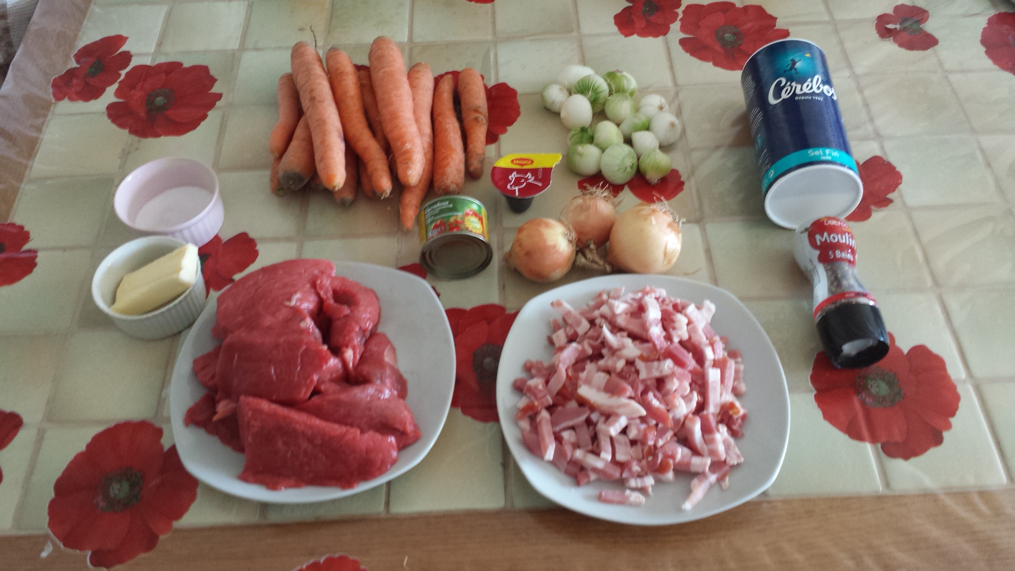 1 - Ingrédients pour le boeuf carottes